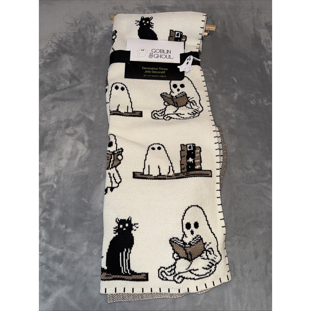 New 2026 New Goblin & Ghoul Halloween Ghost Reading Blanket 50x70 Seasonal